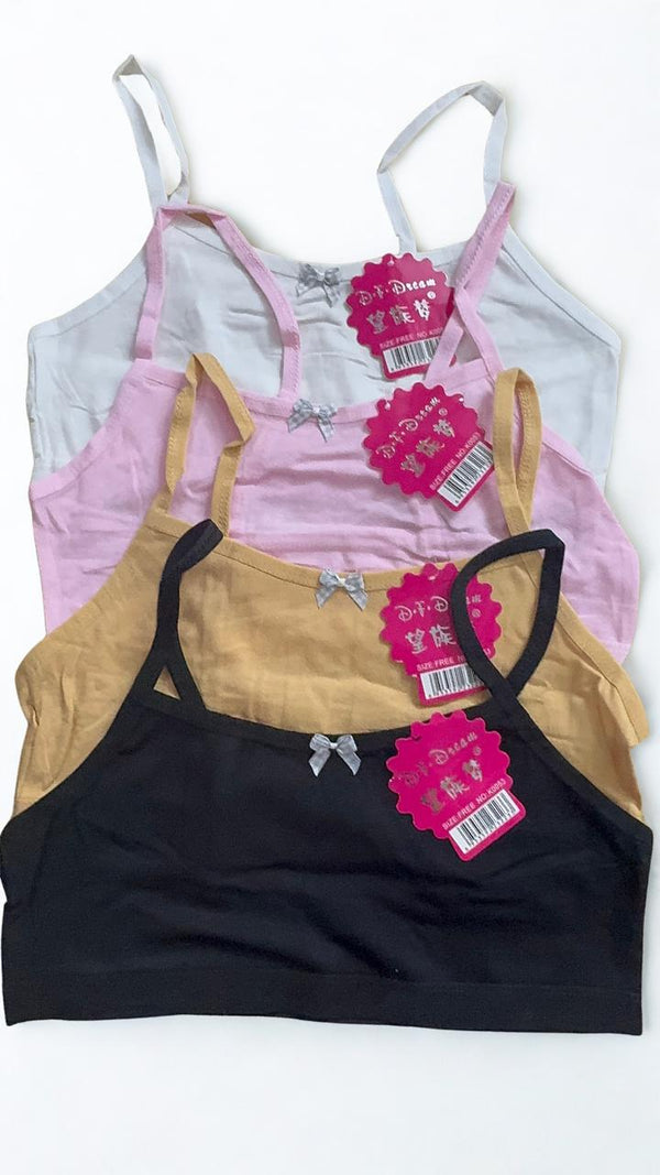 Pack of 4 Cotton Training Bras for Girls | Non-Padded | Free Size | Soft Stretch | Random Colors