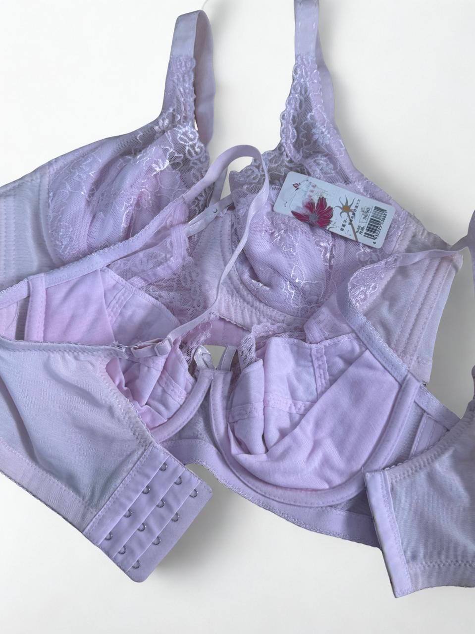 Pack of 2 Women's Lace Underwire Bras | Non-Padded | Soft Net Fabric | Size 32 | Pink