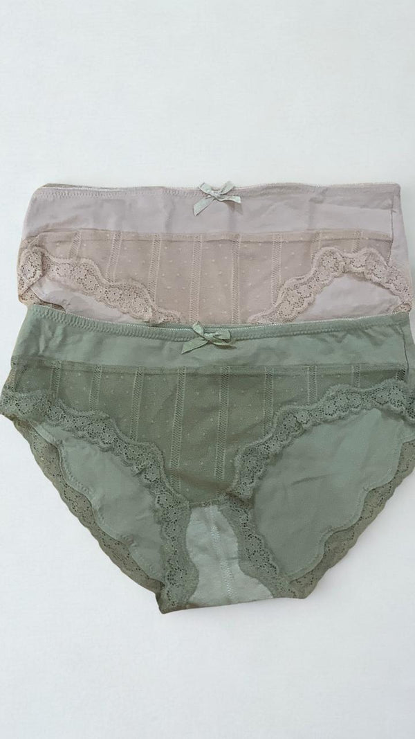 Pack of 2 Women's Soft Lace Cotton Panties – Free Size | Best Fit Small, Medium & Large | Random Colors