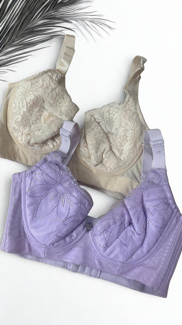 Pack of 2 Push Up Bras for Women – Full Coverage Light Padded Bra | Size 32 | Wireless Everyday Comfort | Random Colors