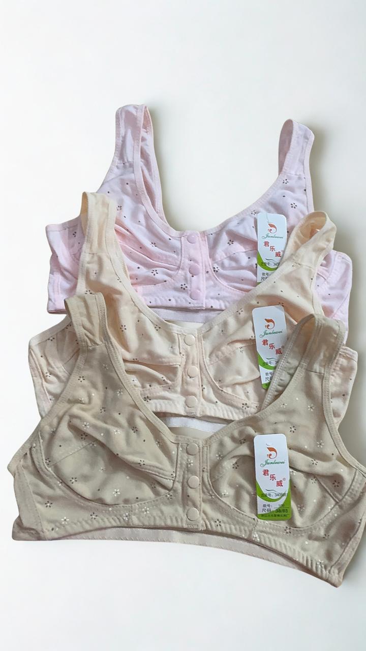 Front Open Button Cotton Bra for Women | Wireless Non-Padded Bra | Size 34-42 | Silken Pakistan