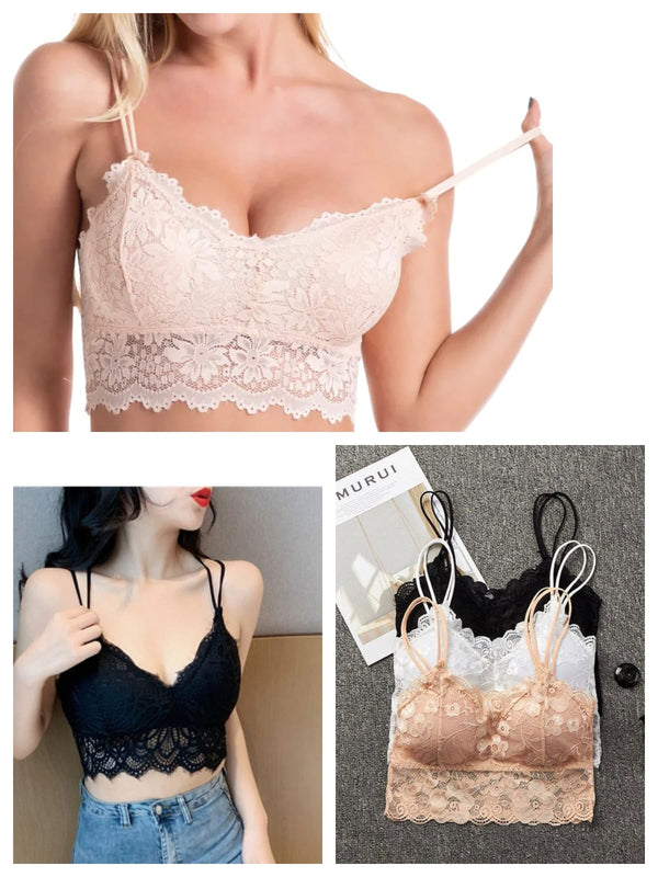 Women’s Lace Bralette Camisole Bra – Free Size 28–34