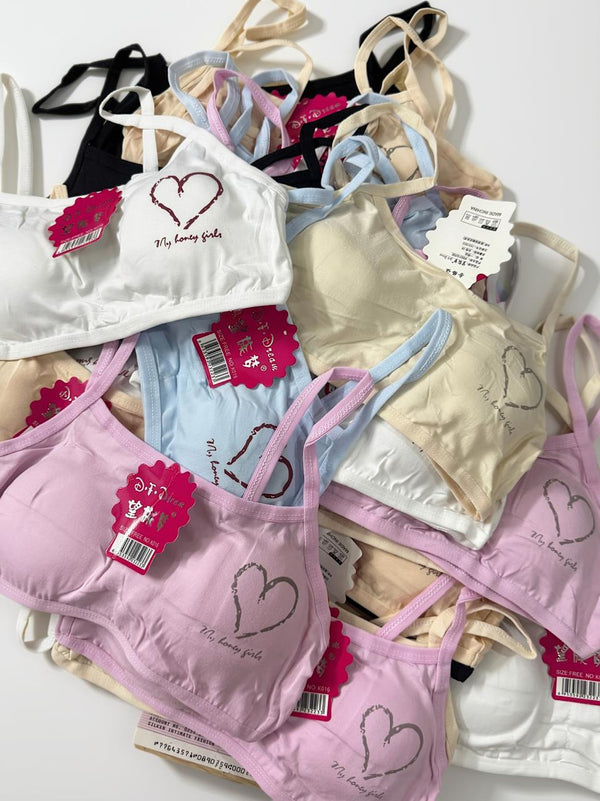Teen Girls Soft Comfort Training Bras – Heart Print | Pack of 2 & 4 | Free Size 28–34
