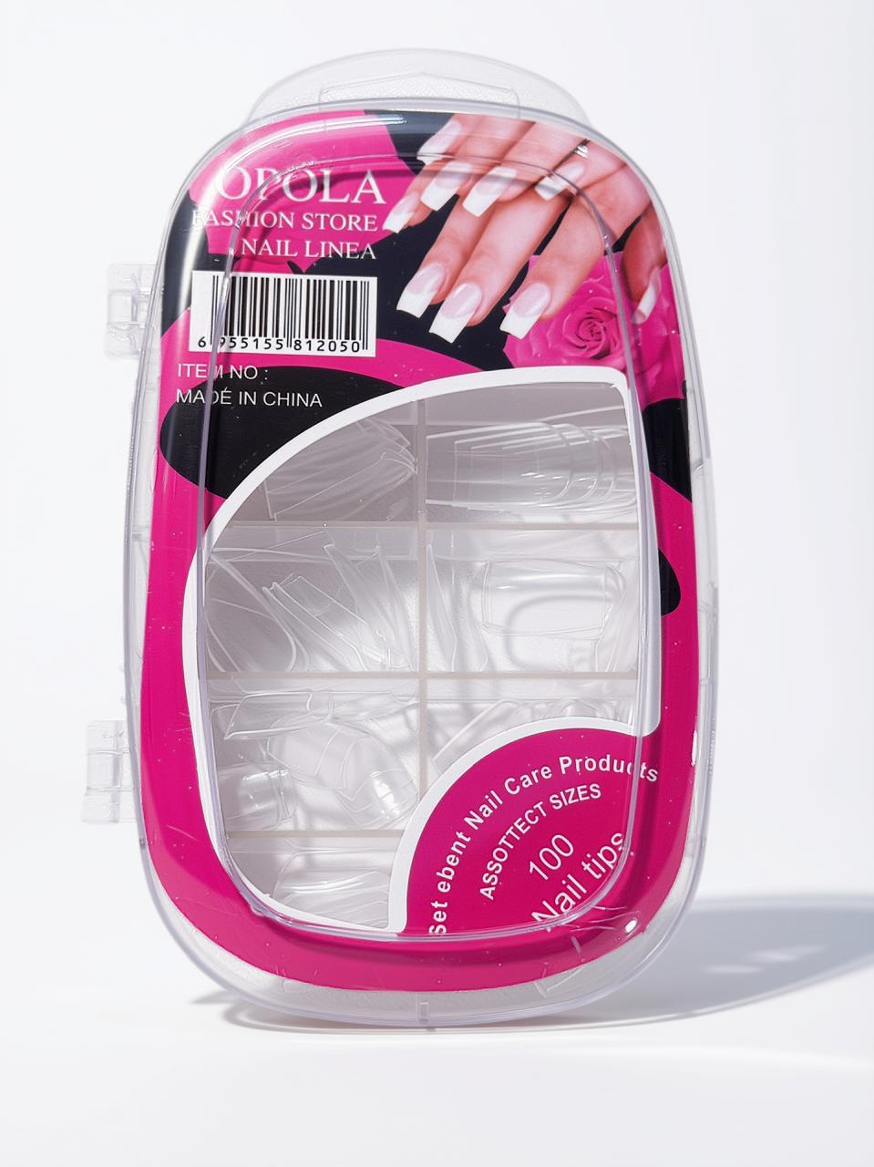 100 Pcs Clear Artificial Nail Tips – False Nails Extension Kit