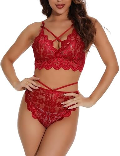 Luxury Lace Bikini Net Bra Set – Sexy Strappy Lingerie for Women (Black & White)