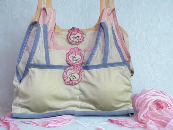 “2-Pack Light Padded Cotton Sports Bras for Teen Girls • Free Size • Soft & Stretchable”