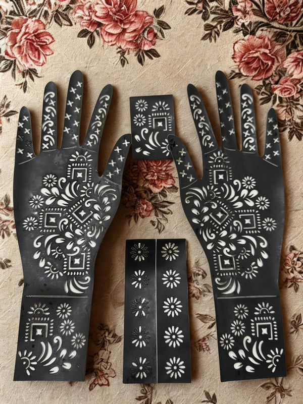 Reusable Mehndi Hand Stencil – Easy Arabic & Floral Henna Design for Eid, Weddings & Parties