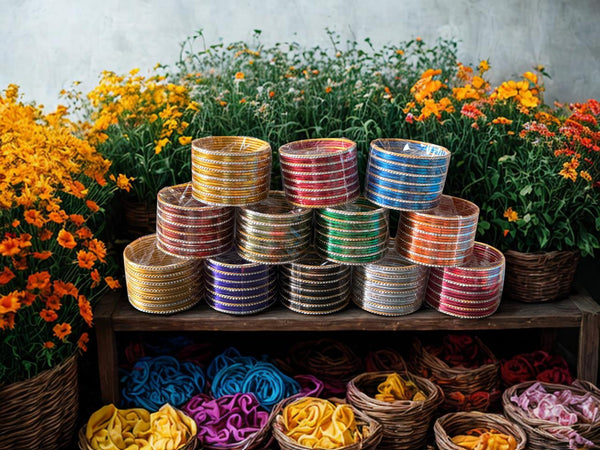 Kids Bangles Pack of 3 Sets – Random Color Selection | Traditional Fancy Bangles for Girls