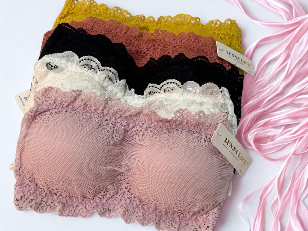 Fancy Lace Net Tube Wireless Strapless Bra , Softly Padded, Floral Lace (Free Size)