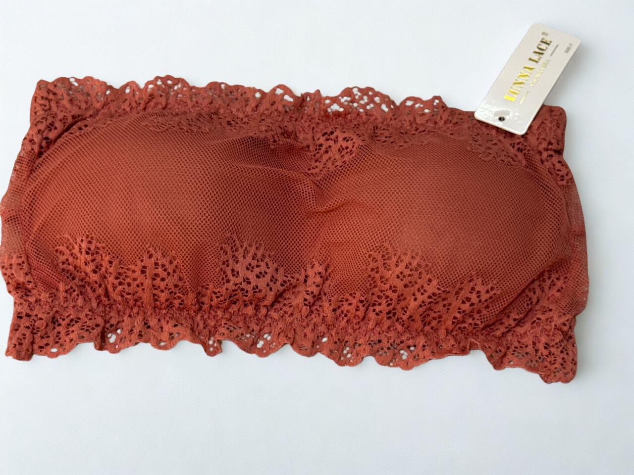 Fancy Lace Net Tube Wireless Strapless Bra , Softly Padded, Floral Lace (Free Size)