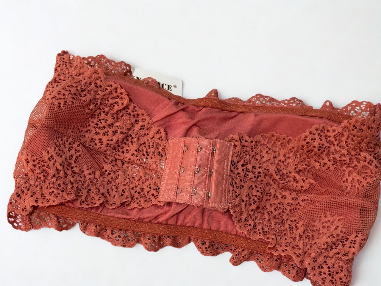 Fancy Lace Net Tube Wireless Strapless Bra , Softly Padded, Floral Lace (Free Size)