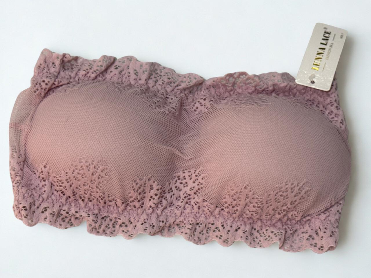 Fancy Lace Net Tube Wireless Strapless Bra , Softly Padded, Floral Lace (Free Size)