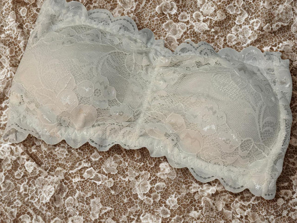 Fancy Lace Net Tube Wireless Strapless Bra , Softly Padded, Floral Lace (Free Size)