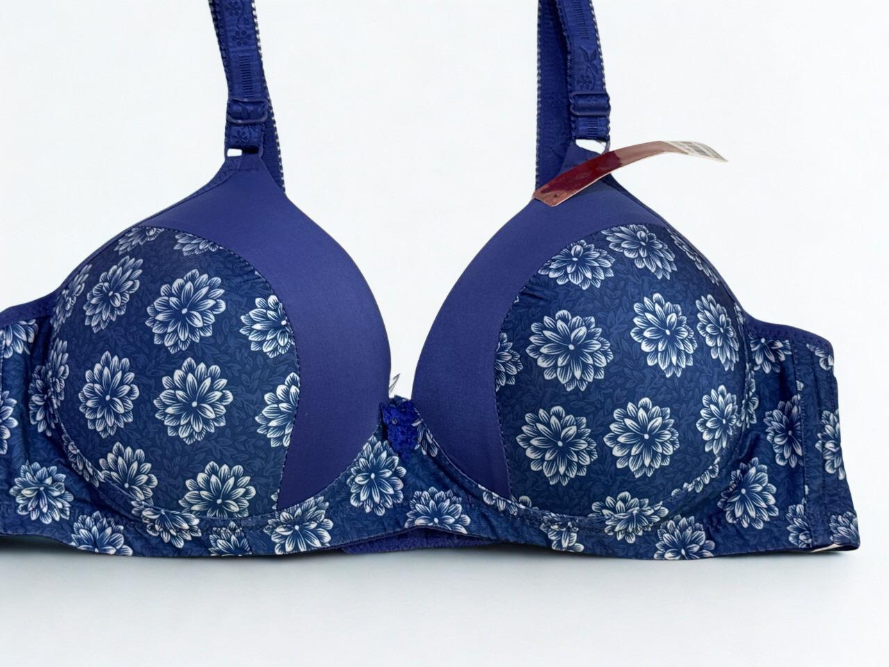 Plus Size Printed Padded Bra Cup D • Single Wireless Satin Overlay Bra – Sizes 48-52