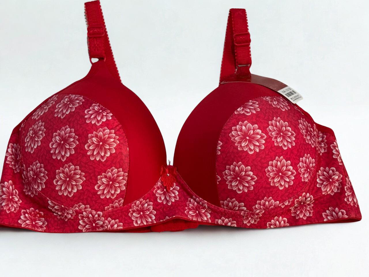 Plus Size Printed Padded Bra Cup D • Single Wireless Satin Overlay Bra – Sizes 48-52