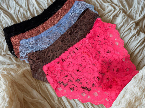 Women’s Lace Panties – Soft Stretchable Briefs – Multiple Colors (Small to Medium)