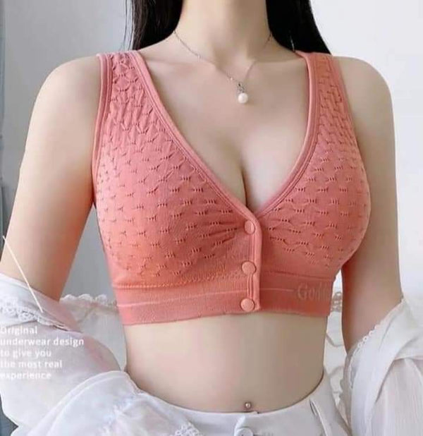 Front Open Button  Bra – Free Size | Multi Colors (Random Selection)