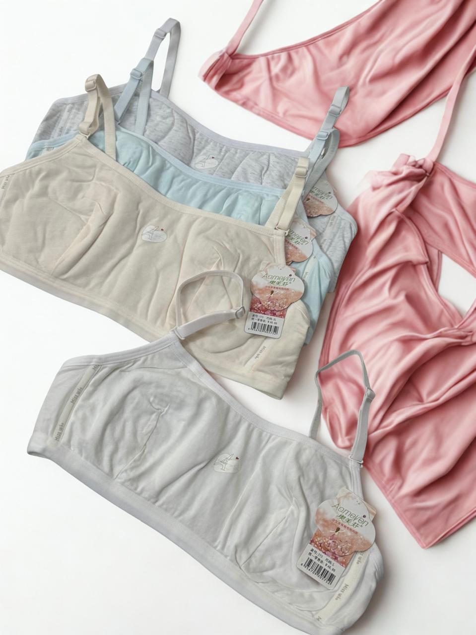 Teen Girls Cotton Bras – Pack of 2 | Adjustable Straps, Light Padded, Back Hooks |
