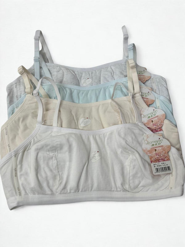 Teen Girls Cotton Bras – Pack of 2 | Adjustable Straps, Light Padded, Back Hooks |