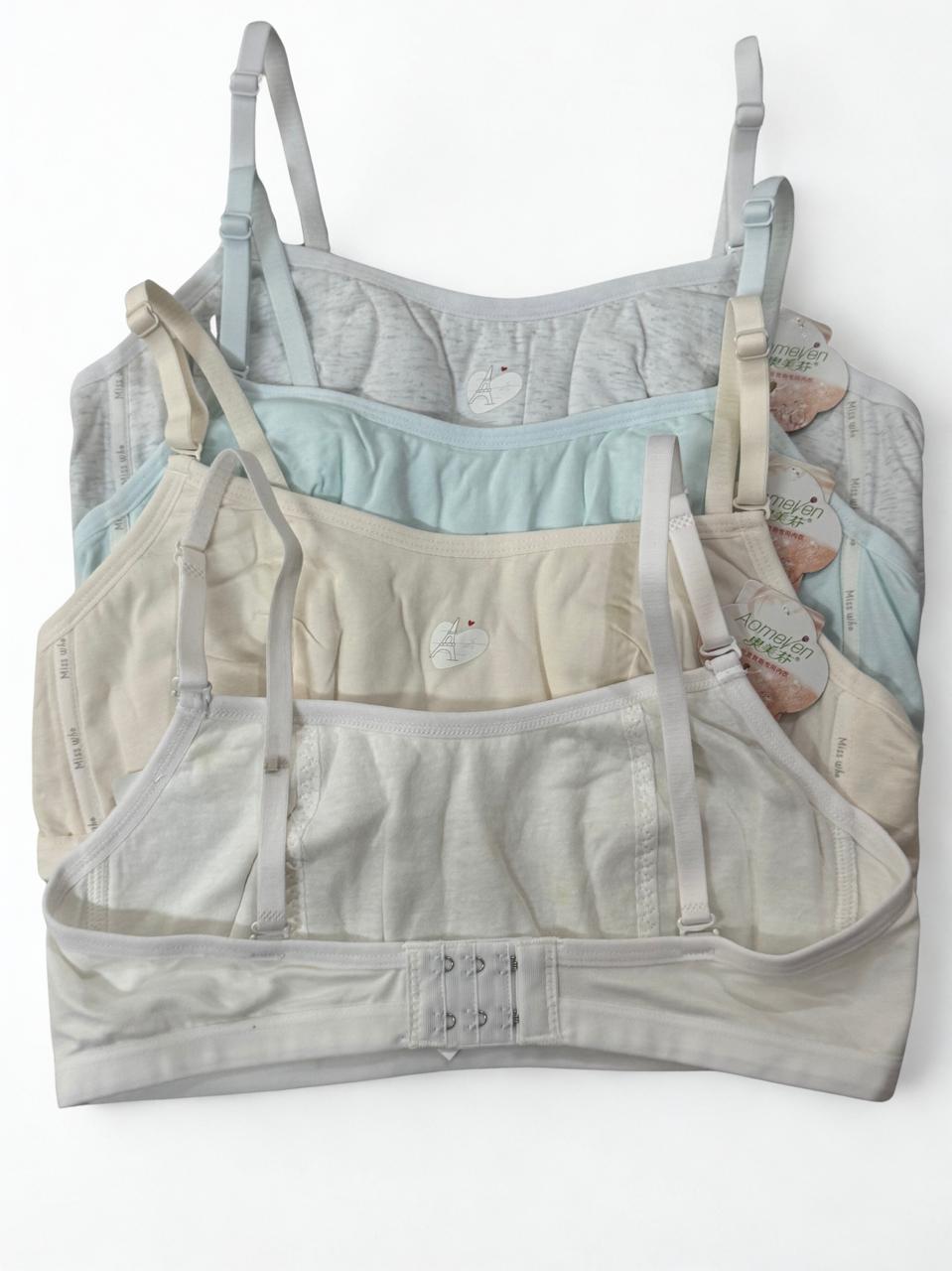 Teen Girls Cotton Bras – Pack of 2 | Adjustable Straps, Light Padded, Back Hooks |