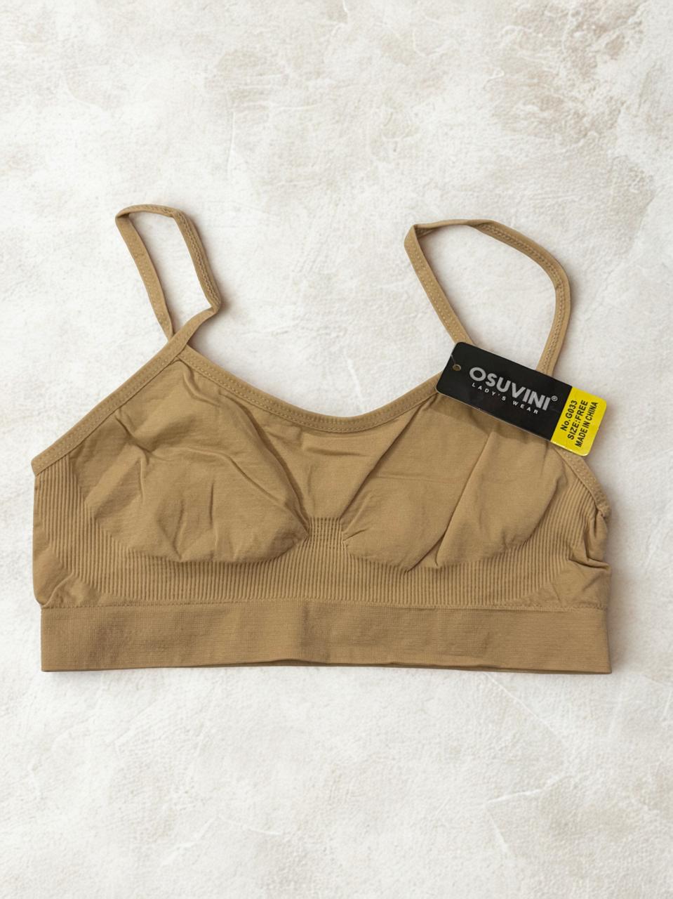 Pack of 2 Training Bras – Skin & Black | Fixed Straps | Padless Soft Stretchable Fabric