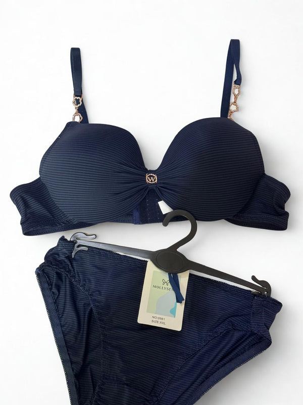 Stone Strap Push Up Bra with Matching Panty Set – Cup B, Size 36-42