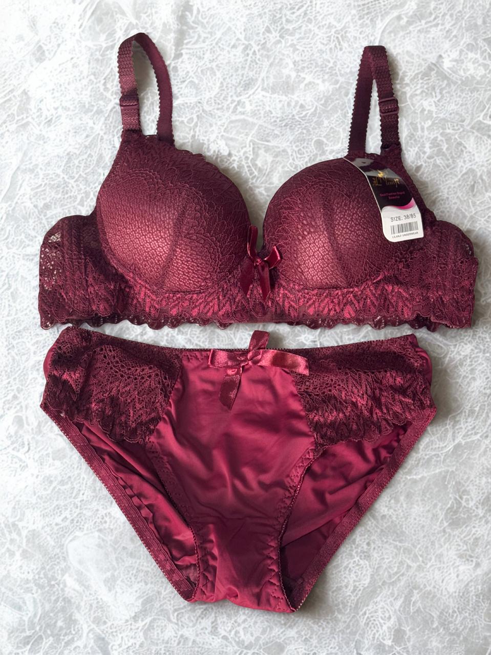 Lace Net Bra & Panty Set – Single Padded, Non-Wired | Size 34-38