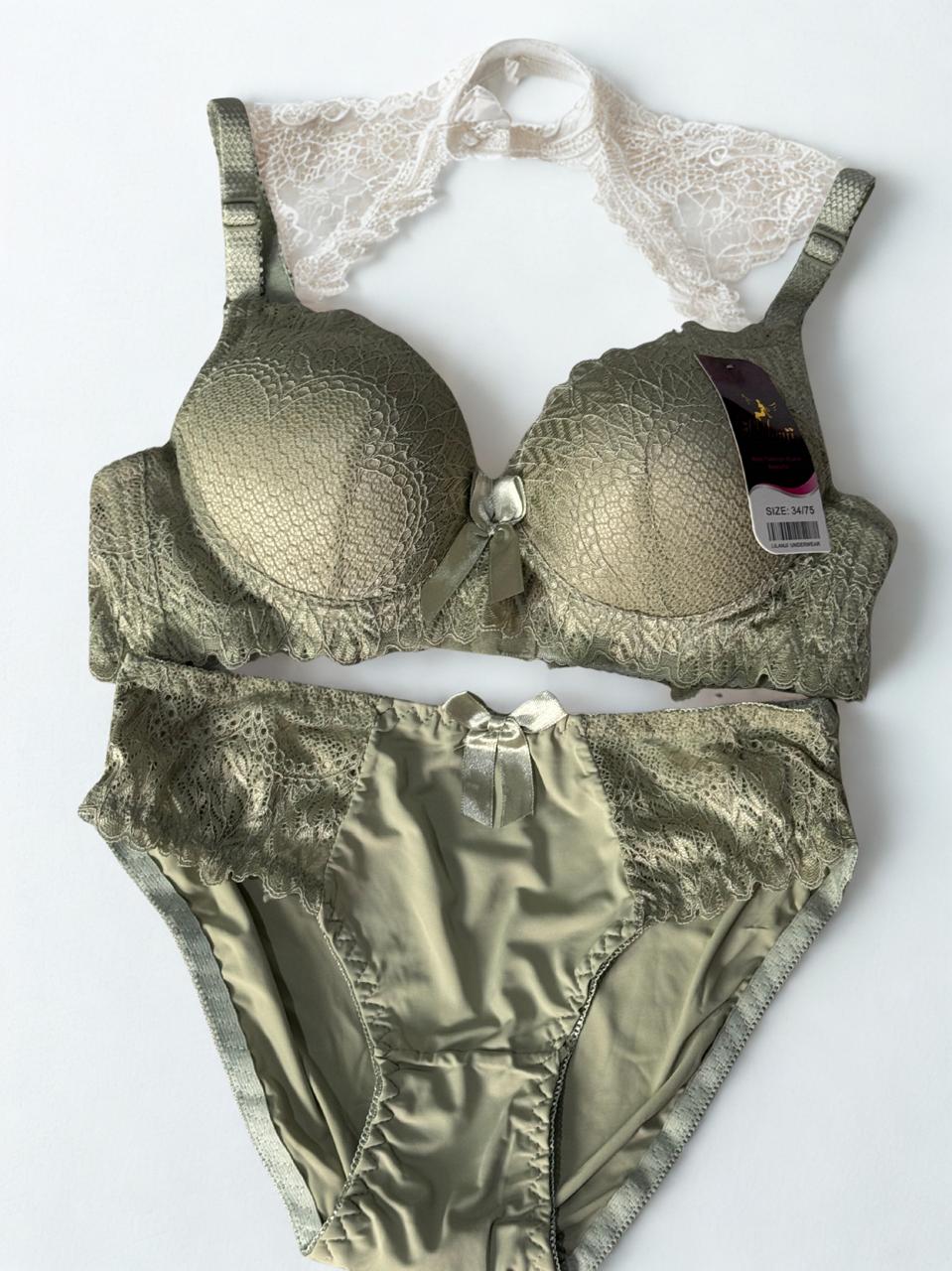 Lace Net Bra & Panty Set – Single Padded, Non-Wired | Size 34-38