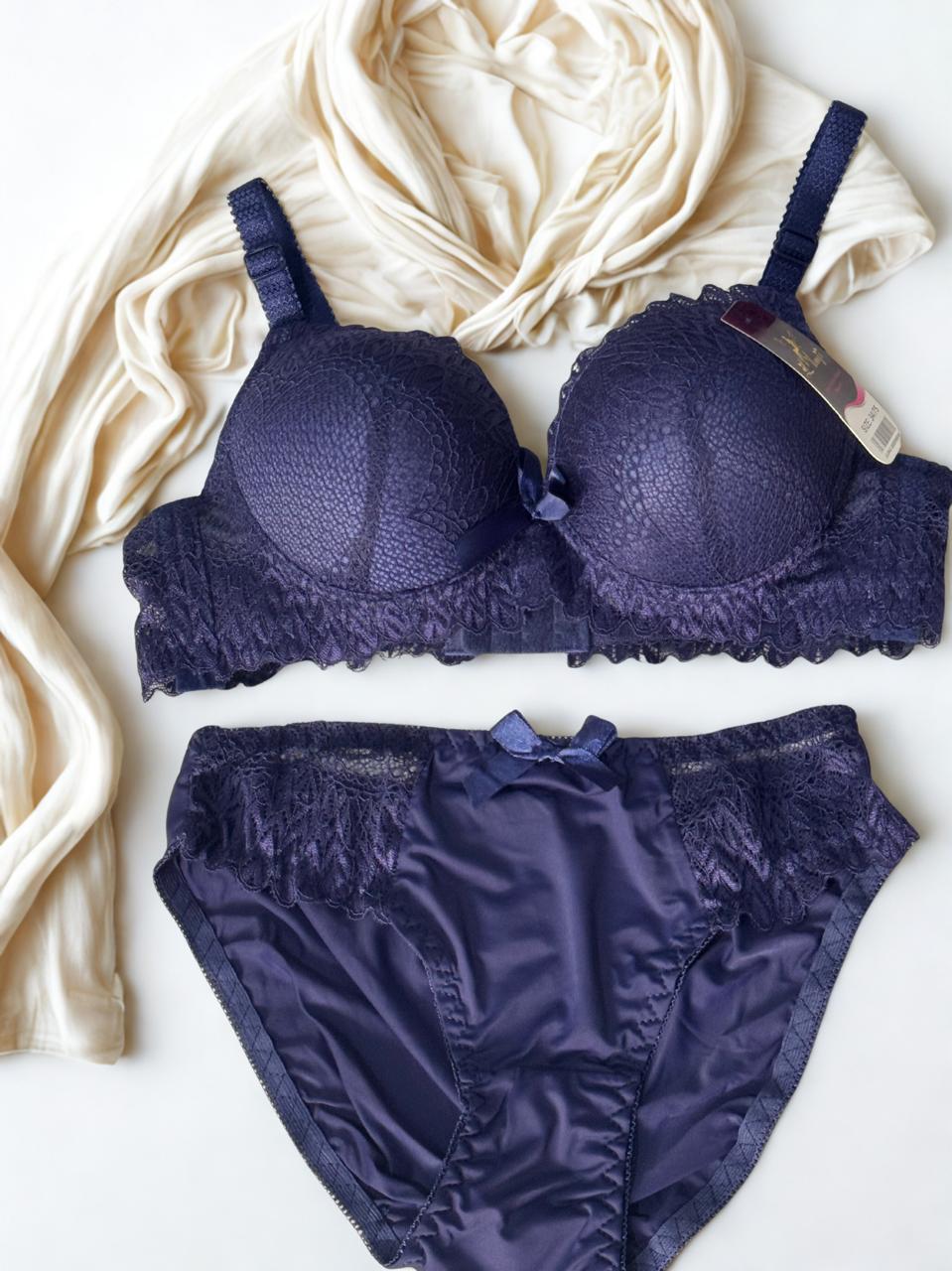 Lace Net Bra & Panty Set – Single Padded, Non-Wired | Size 34-38