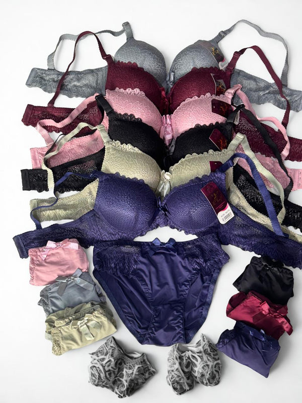 Lace Net Bra & Panty Set – Single Padded, Non-Wired | Size 34-38