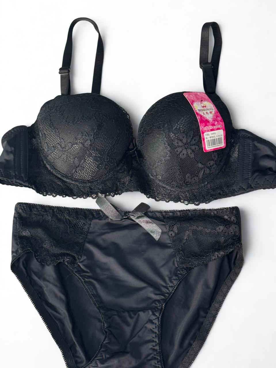 Women’s Lace Bra & Panty Set – Push Up Wired, Single Padded (Sizes 34–38, Cup B, Random Colors)