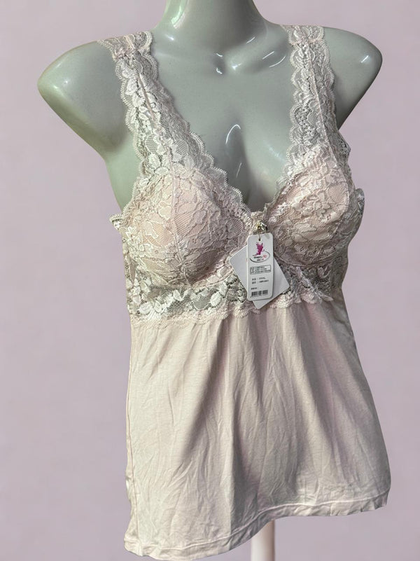Elegant Lace Camisole Top – Soft Stretchy Fabric, Comfortable Nightwear for Women| Free Size|