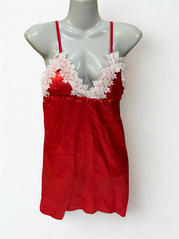 Red Silk 3-Piece Nighty Set for Women – Elegant Satin Nightwear with Robe