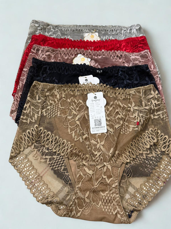 Pack of 2 Lace Net Panties – Large Size | Random Color Selection | Comfortable High Waist Design