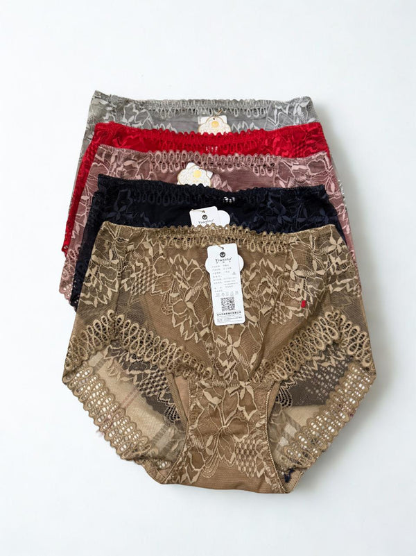 Pack of 2 Lace Net Panties – Large Size | Random Color Selection | Comfortable High Waist Design