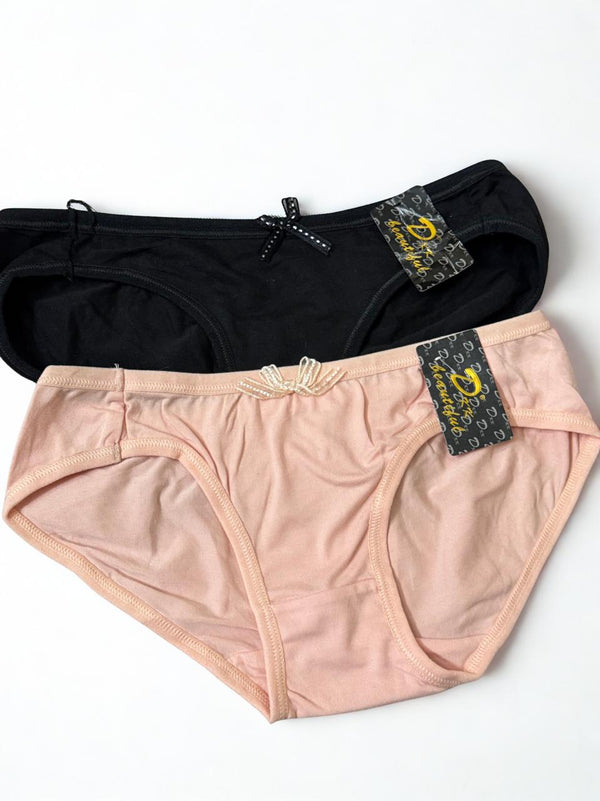 Pack of 2 Cotton Panties – Black & Skin Color | Small Size | Everyday Comfort Wear