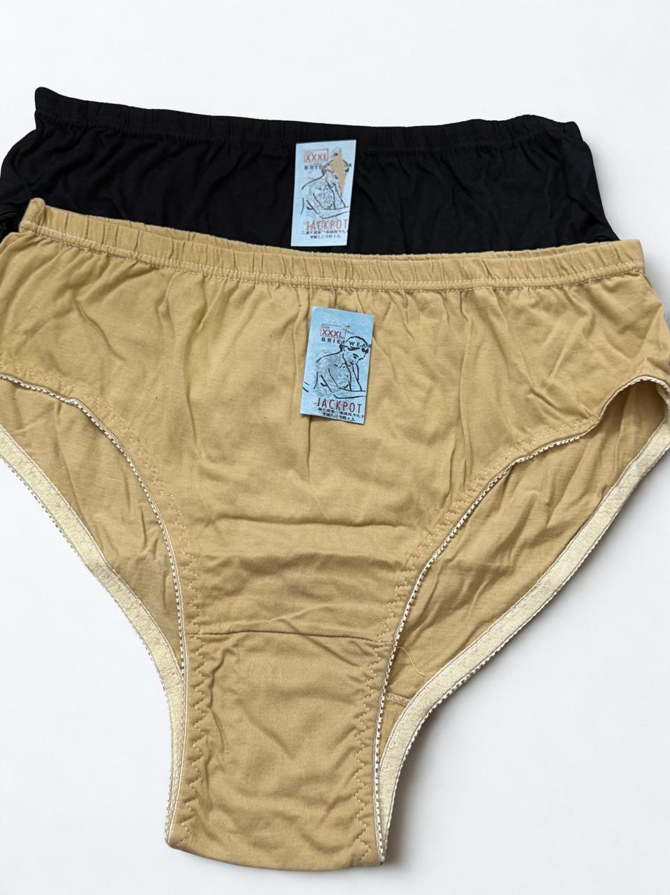Pack of 2 Plus-Size Cotton Briefs – 3XL | Skin & Black | Soft & Comfortable Daily Underwear
