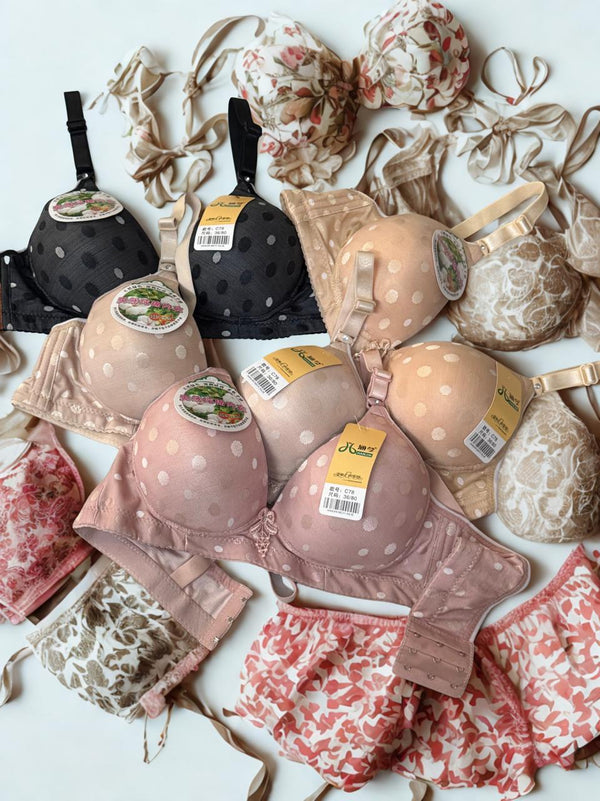 Polka Dot Double Padded Bra – 4 Colors | Non-Wired Everyday Comfort Bra | Sizes 36B–40B | Soft & Stylish Design