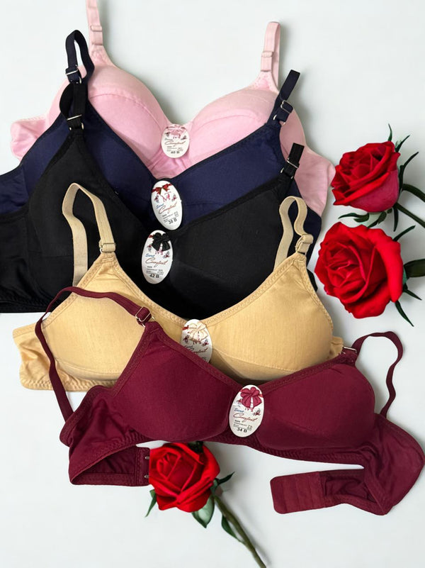 Cotton Light Padded Bras – Multi Colors | Everyday Comfort Bra for Women | Sizes 32B–42B |