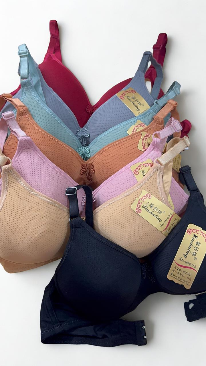 Pack of 2 – Breathable Single Padded Comfort Bras (A Cup Coverage | Sizes 32–36 | Random Colors)