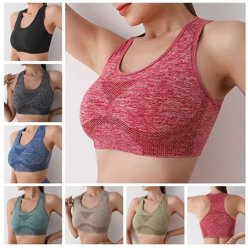Women Seamless Mesh Padded Sports Bra – Breathable Stretch Comfort Tank (Free Size)