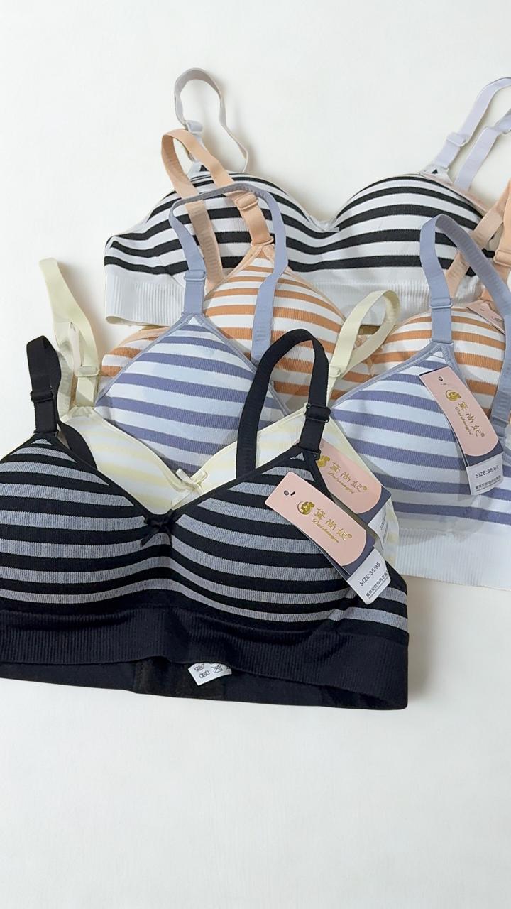 Striped Seamless Wire-Free Comfort Bra | Soft Stretch Everyday Bra for Women