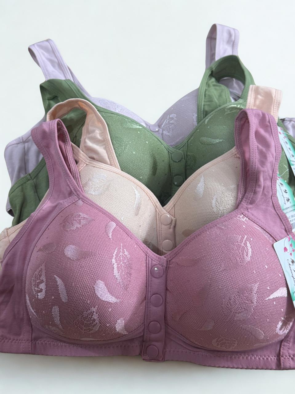 Women’s Front Button Lace Comfort Bra | Non-Wired Full Coverage Support