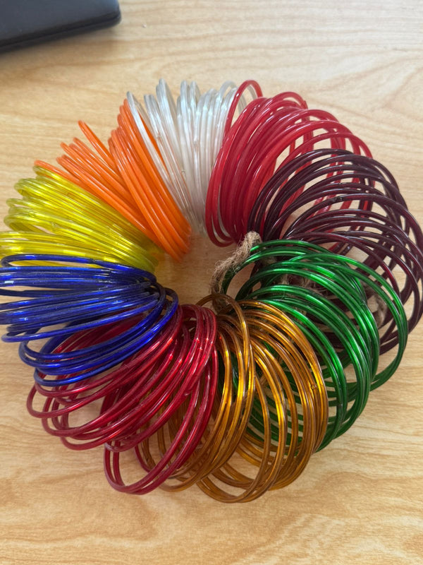 Multi Color Glass Bangles – 9 Dozen Pack | Traditional Chooriyan Set (Medium 2.25 & Large 2.5)