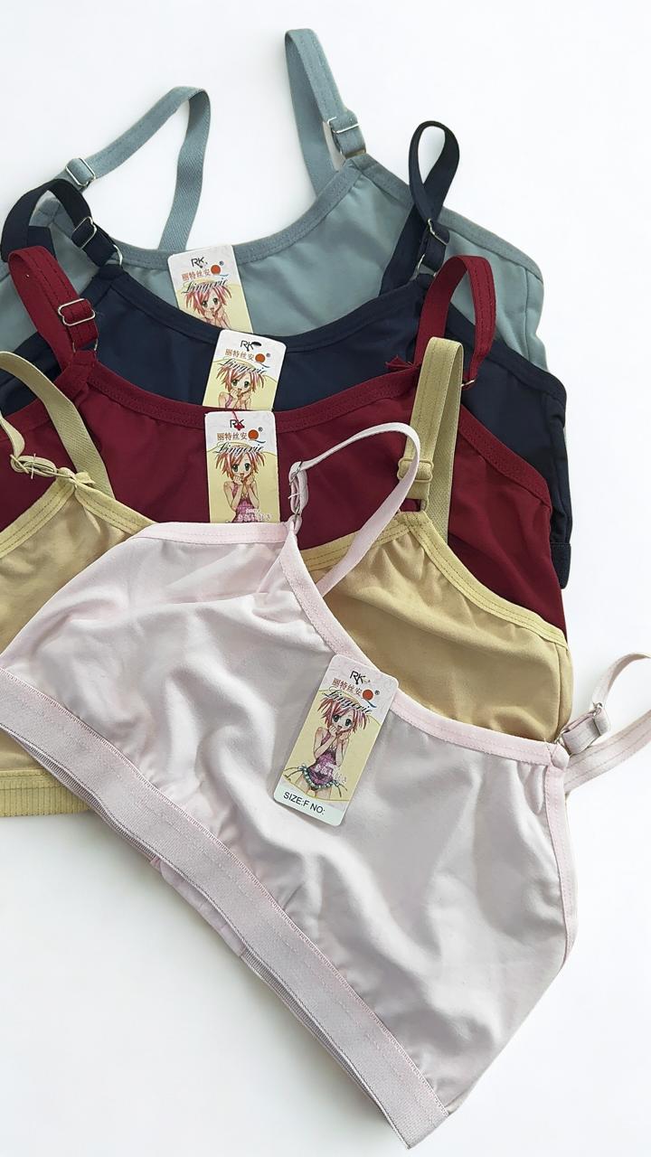 Pack of 2 Teen Girls Adjustable Strap Training Bra – Soft Cotton Beginner Bra (Random Colors)