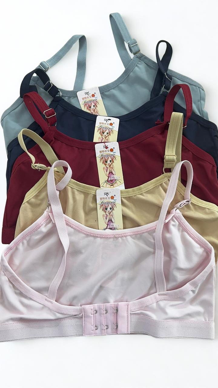 Pack of 2 Teen Girls Adjustable Strap Training Bra – Soft Cotton Beginner Bra (Random Colors)