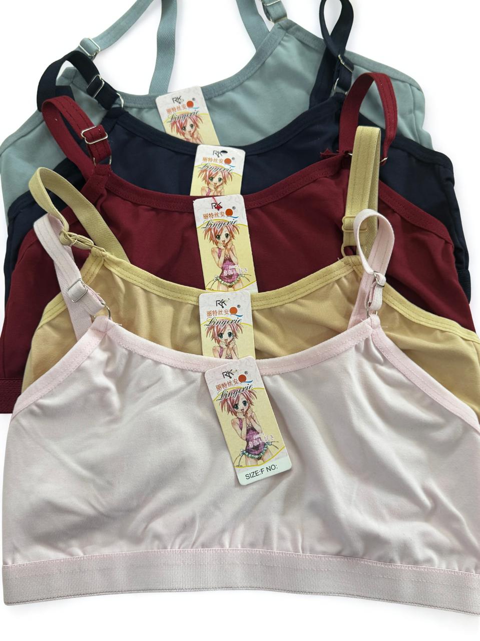 Pack of 2 Teen Girls Adjustable Strap Training Bra – Soft Cotton Beginner Bra (Random Colors)