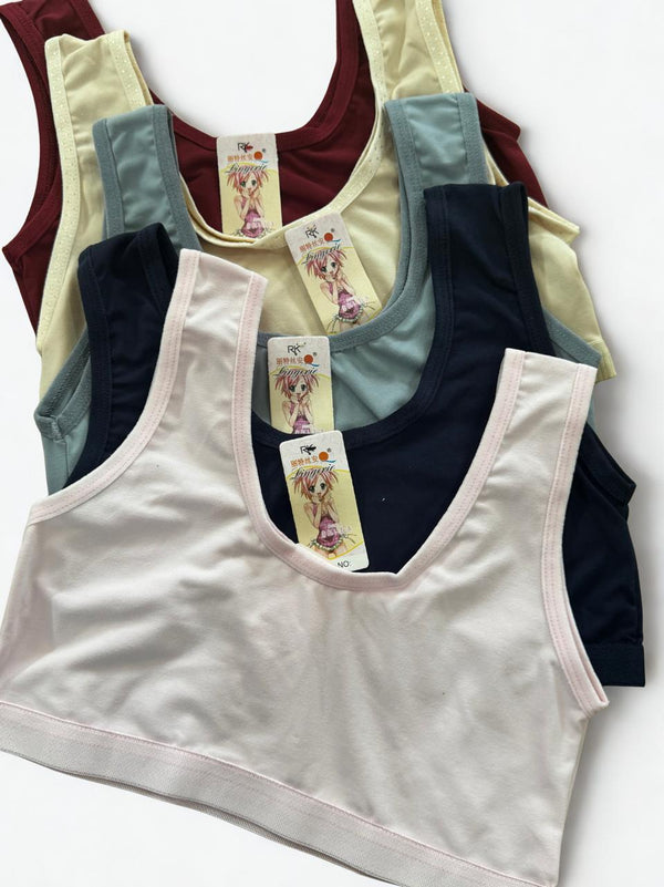 Pack of 4 Teen Girls Malai Cotton Training Bras – Soft Free Size Beginner Bras for Teens