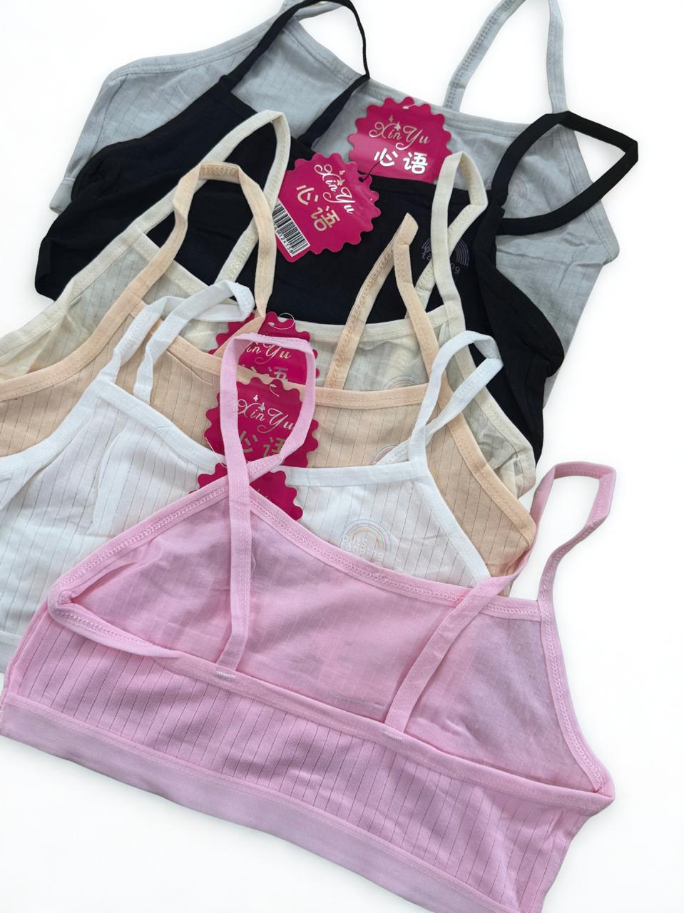 Pack of 4 Teen Girls Cotton Training Bras – Soft Beginner Bra Free Size for Teens & Young Girls