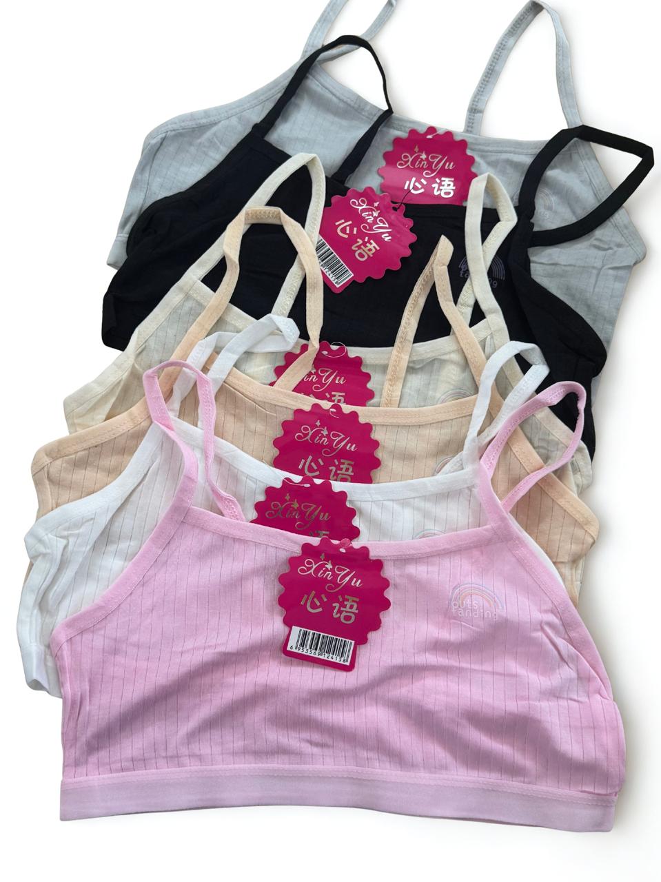 Pack of 4 Teen Girls Cotton Training Bras – Soft Beginner Bra Free Size for Teens & Young Girls